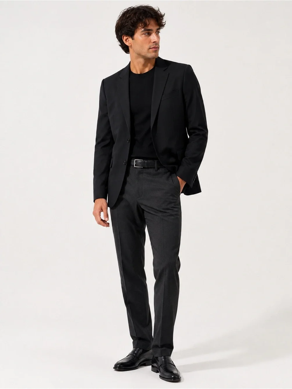 Theory Men’s Black 100% Virgin Wool Blazer Size 42 Two Button Suit Jacket
